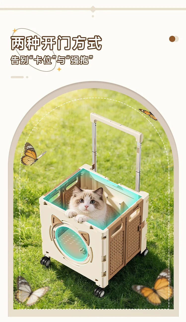 Pet outdoor pet travel trolley cat dog trolley folding shopping cart supermarket household