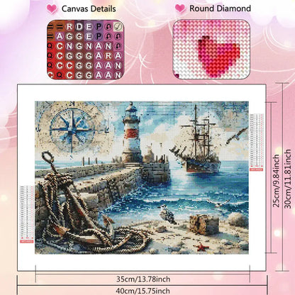 HUACAN Diamond Mosaic Novelties Ship Lighthouse Bird Animal Landscape Full Square Round Diamond Painting Kits Home Decoration