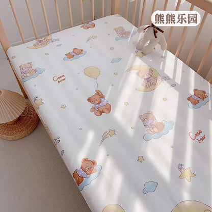 1pcs 130*70CM Breathable Cotton Fitted Crib Sheets for Baby Crib Mattress Cover Soft Bedding Set of Solid Color Infant Bed Sheet