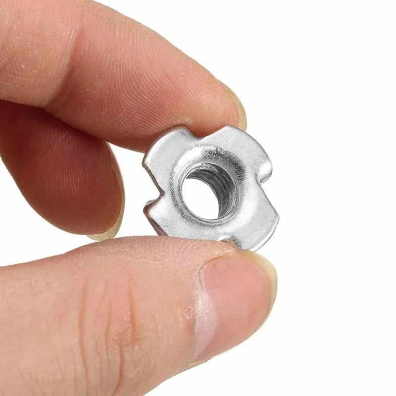 90pcs M3/M4/M5/M6/M8 Woodworking Tools Captive Nuts Four Prong Furniture T Nut Inserts Wood Zinc Plated Carpentry Tool