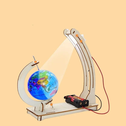DIY STEM Earth Model Day Night Cycle Educational Globe Toy Wooden Handmade Toy Science Kit for Kids Classroom Physics Learning