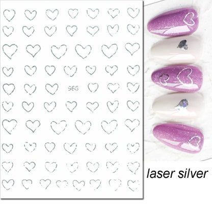 3d Nail Art Stickers Red Black White Love Hearts Stars Clouds French Full Tips Adhesive Nail Decals Slider For Manicure