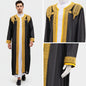 luxury Gold Embroidered Arab Traditional Long Robe Thobe Men's Formal Dress Middle East Ethnic Style Polyester Fiber