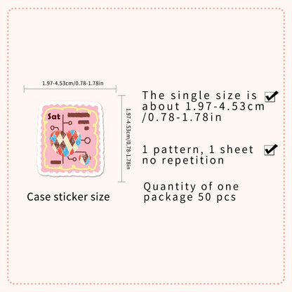 50PCS Cute Stamp Style Space Calendar Stickers Kawaii Planet Journal Decorative Notebook Phone Case Waterproof Stickers Kids Toy