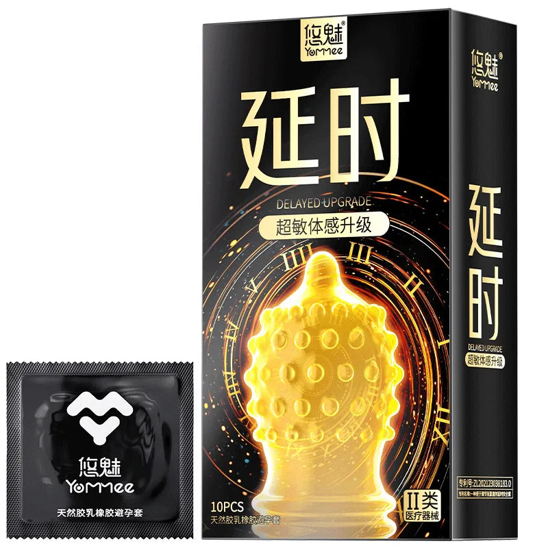 5D Dotted Condoms with Mustache Ribbed G Point Latex Ultra Thin Condom Orgasm Contraceptives Stimulate Vaginal Adults Sex Toys