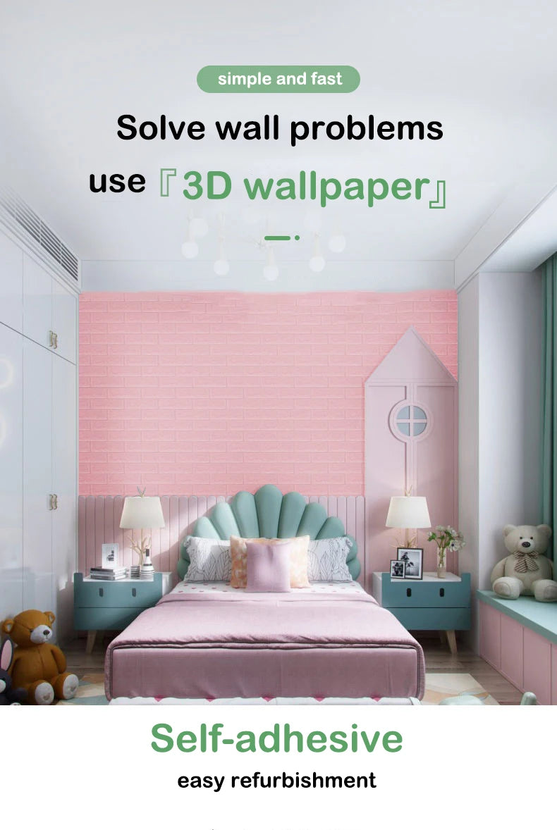 Black Brick Pattern Wallpaper Thick Waterproof and Moisture-Proof Living Room Bedroom Decorative Sticker Self-Adhesive