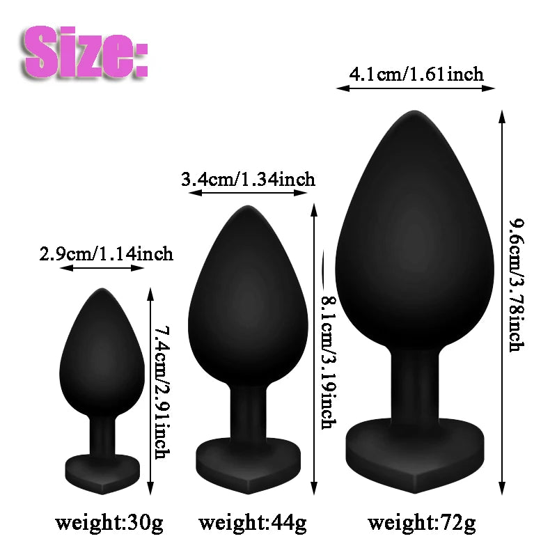 3Pcs Set Butt Anal Plug With Crystal Sex Toys for Women Men Soft Silicone Erotic Massager Stimulator Dildo Adult Product Plug