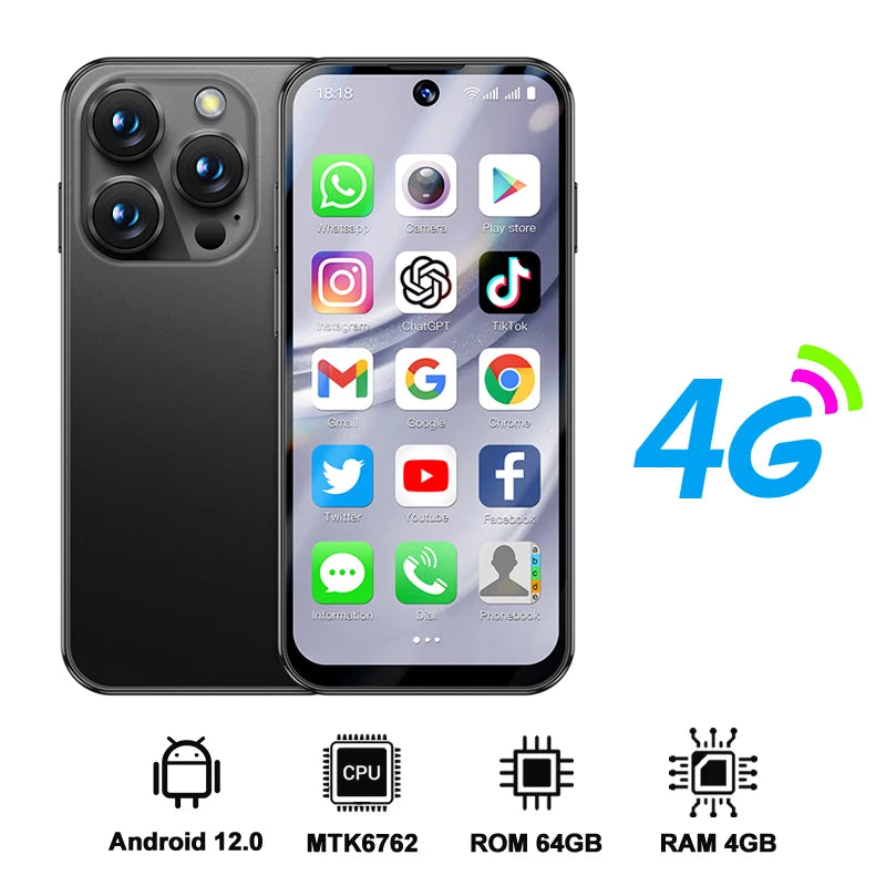SERVO 19PRO Android Mini Smartphone 4G LTE Dual SIM Standby 6GB RAM 128GB ROM Play Store WiFi OTG 3.88" Screen Small Smart Phone
