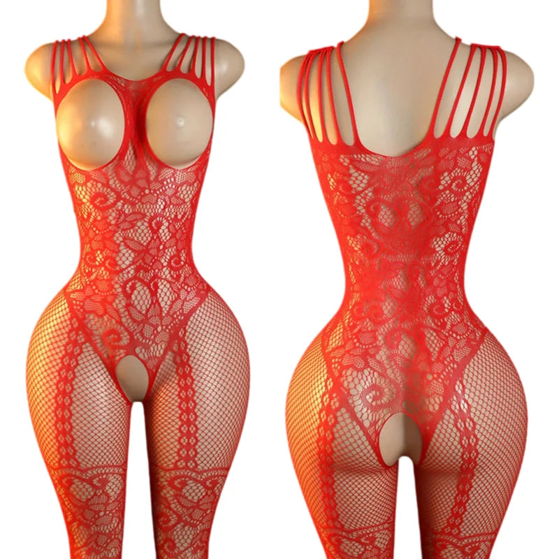 Adult Crotchless Lingerie Women Erotic Crossover Breastless Underwear Set  Sexy Bodystocking BDSM Fishnet Bondage Set GamesToy