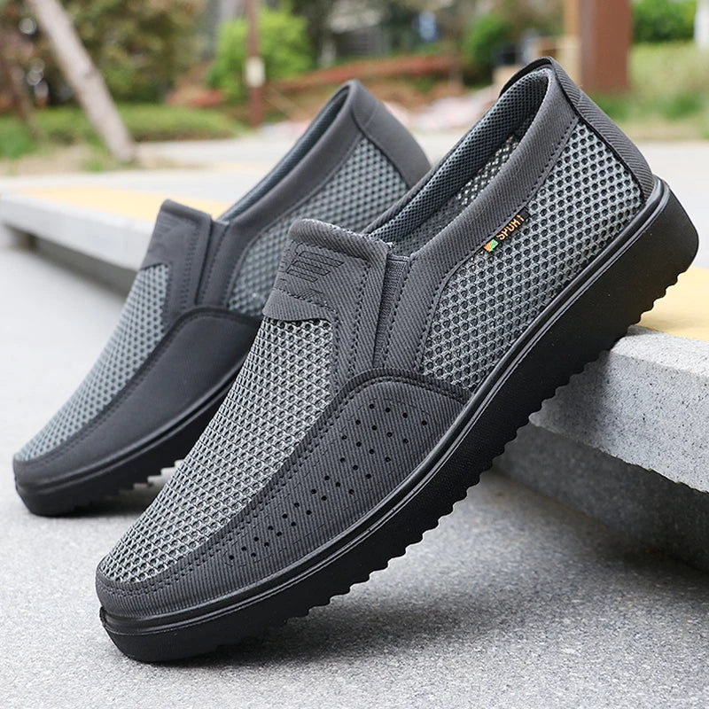 Men's Breathable Slip-On Casual Shoes - Lightweight Low-Top Walking Sneakers, Suitable for Outdoor Activities, Fishing, Parks, and Exercise, Brown Mesh Fabric, Rubber Sole, Comfortable for All Seasons, Outdoor Footwear | Low-