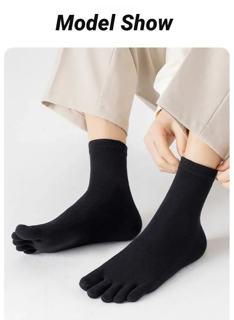 5Pairs Five Fingers Toe Socks Breathable Cotton Unisex Sports Running Sweat Absorbent Antibacterial Ankle Crew