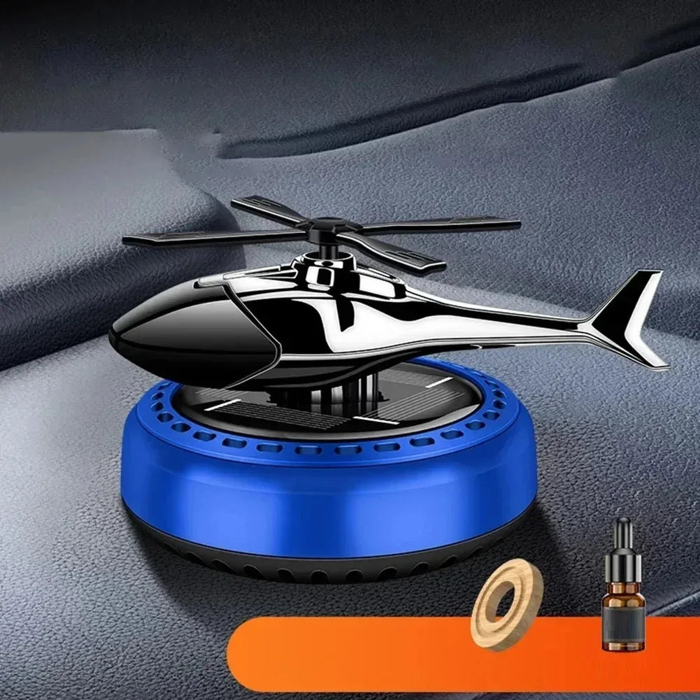 Helicopter Propeller Solar Air Freshener - Styling Car Interior Decor Aromatherapy Diffuser with Rotary Perfume, Solar Powered