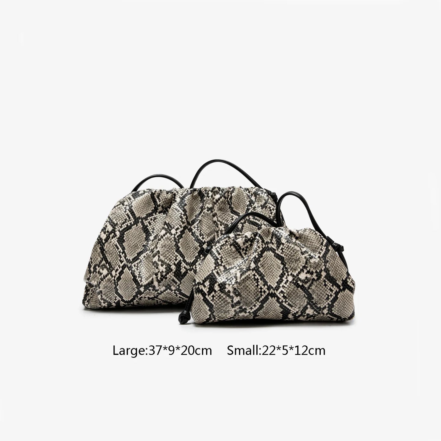 Ruched Serpentine Dumpling Bags for Women Pouch Handbag Cloud Clutch Snake Pattern Shoulder Crossbody Bag Luxury Designer Bag