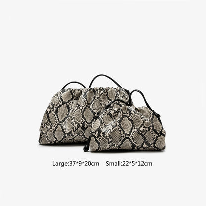 Ruched Serpentine Dumpling Bags for Women Pouch Handbag Cloud Clutch Snake Pattern Shoulder Crossbody Bag Luxury Designer Bag
