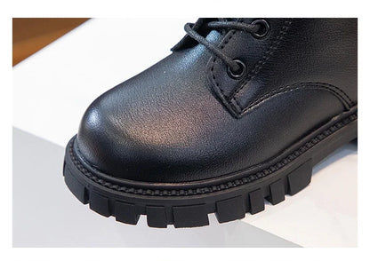 Girls Fashion Boots Black Warm Motorcycle Boots Autumn Winter Kids Ankle Boots Double Zipper Anti-skid Children Rubber Boots New