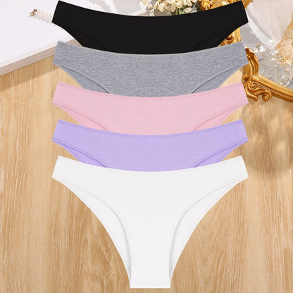 5PCS/Set Cotton Women's Panties Female Underwear Sexy Briefs Lingerie Smooth Comfortable Underpants Solid Color Pantys M-XXL