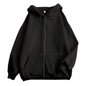 High Street Hoodie Men Solid Color Zip Up Long Sleeve Loose Jacket Coats Casual Hooded Sweatshirt Y2K Fashion Outdoor Clothes