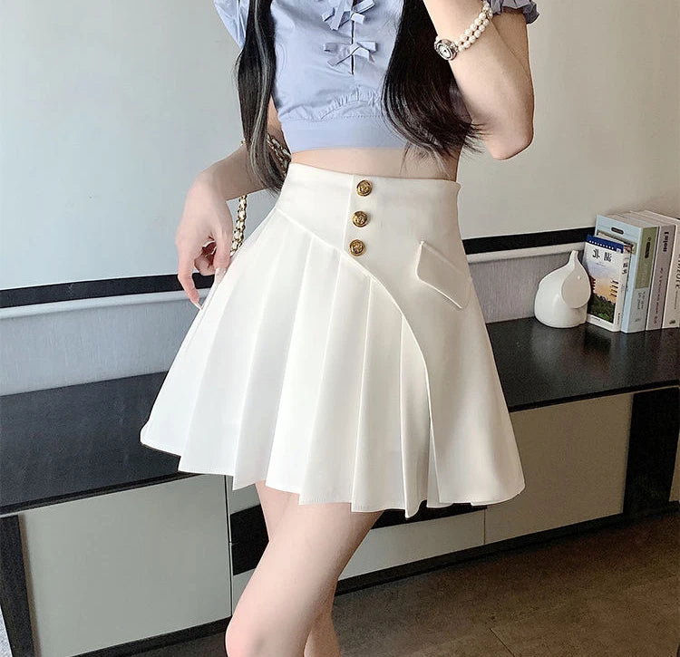 Black Pleat Skirts for Woman White High Waist Pleated Mini Clothes Short Kawaii Cute Women's Skirt Aesthetic Cheap Summer 2025 V