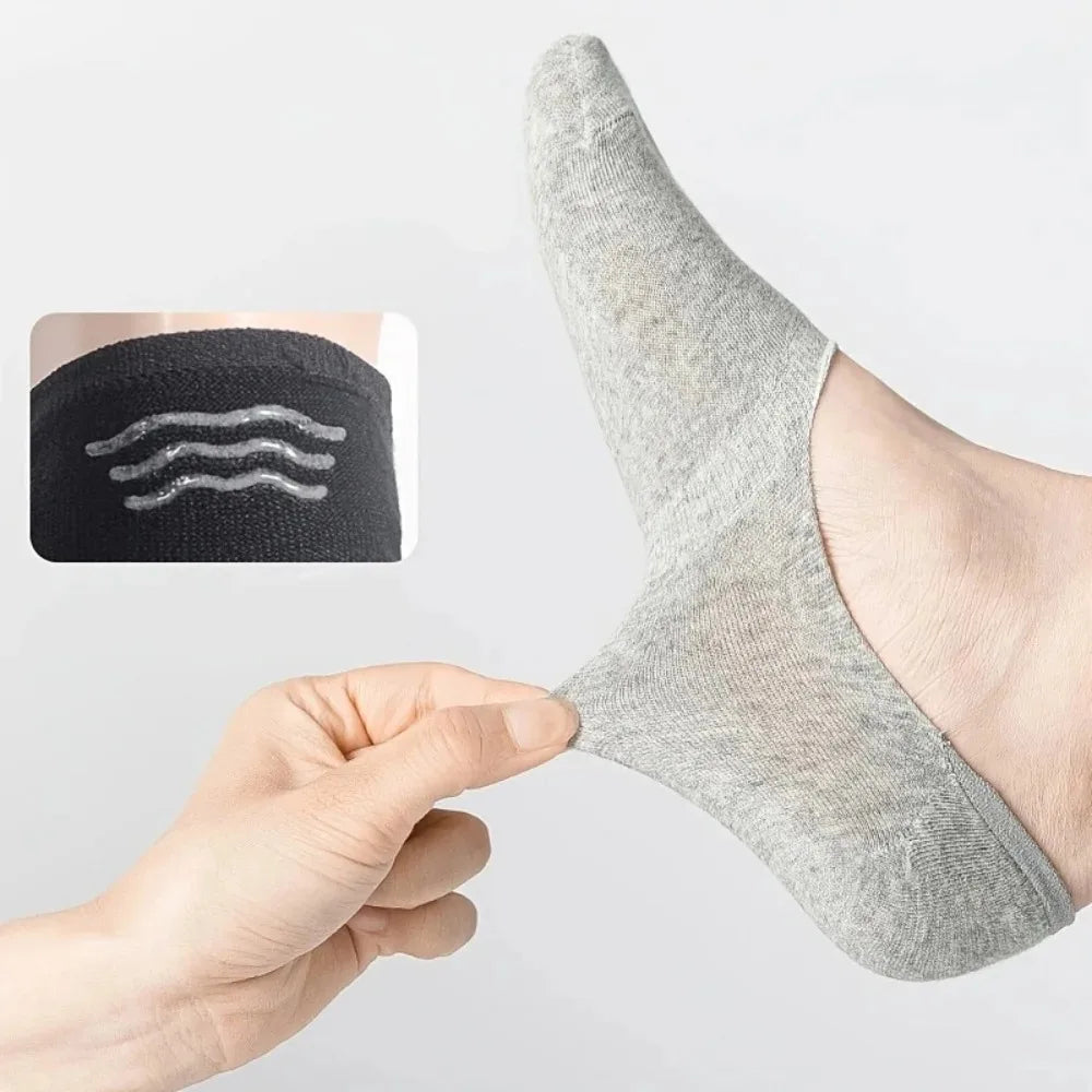 6 Pairs/Lot Men's Bamboo Breathable Invisible Socks Low Cut Casual Cotton Boat Non-Slip No Show High Quality Sock