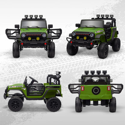 4x4 electric Car for children UTV, equipped with a 2.4 GHz remote control, two powerful motors, 12 V, size 100x63x65 cm, green