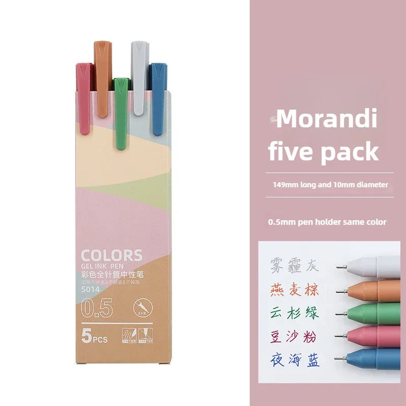 Morandi & Macaron Color Gel Pens (30/5 Colors) - 0.5mm Refill, Smooth Writing Durable Pens for School Stationery