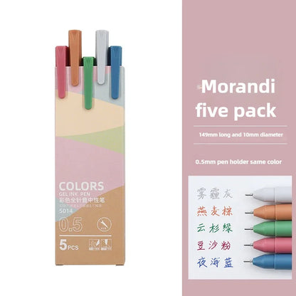 Morandi & Macaron Color Gel Pens (30/5 Colors) - 0.5mm Refill, Smooth Writing Durable Pens for School Stationery