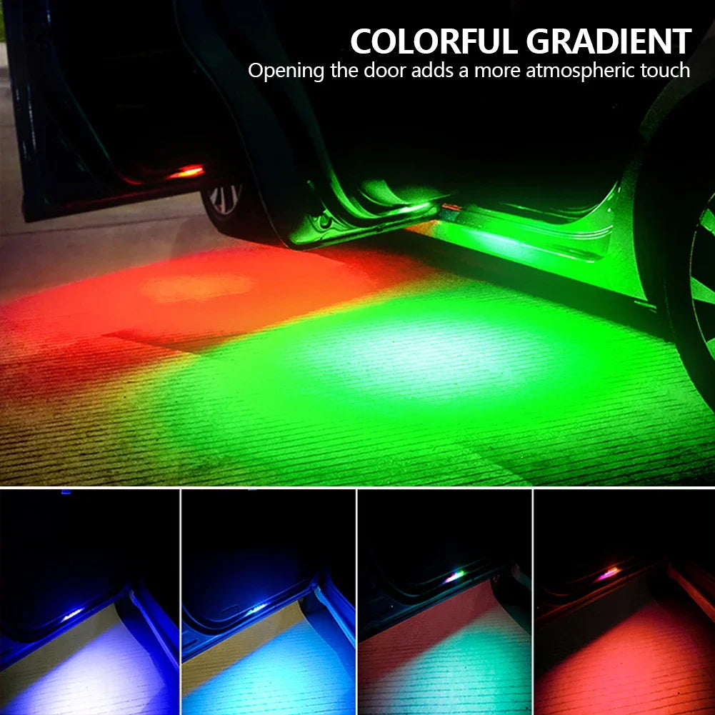 Wireless RGB Car Door Welcome Light Auto LED Decoration Ambient Lamps USB Charging Door Light Safety Anti-collision Signal Lamp