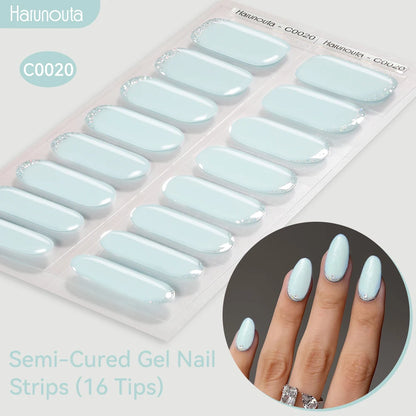 Gradient Auroras Semi Cured Gel Nail Strips Sparkly Shinning DIY Gel Polish Stickers for Nails Works with UV/LED Nail Lamps