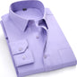 Classic Plain Men's Dress Shirt Long Sleeve Slim Fit Button Up Purple Yellow Men Business Formal Wedding Party Social Shirts