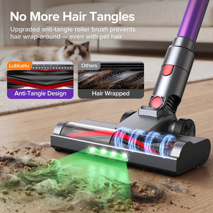 Lubluelu P7 300W/35KPA Cordless Vacuum Cleaner, 30Mins Self-Standing Vacuum Cleaners for Home, Anti-Tangle Stick Vacuum
