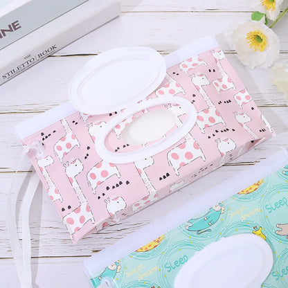 Cute EVA Baby Wet Wipe Pouch Wipes Holder Case Flip Cover Snap-Strap Reusable Refillable Wet Wipe Bag Outdoor Home Tissue Box