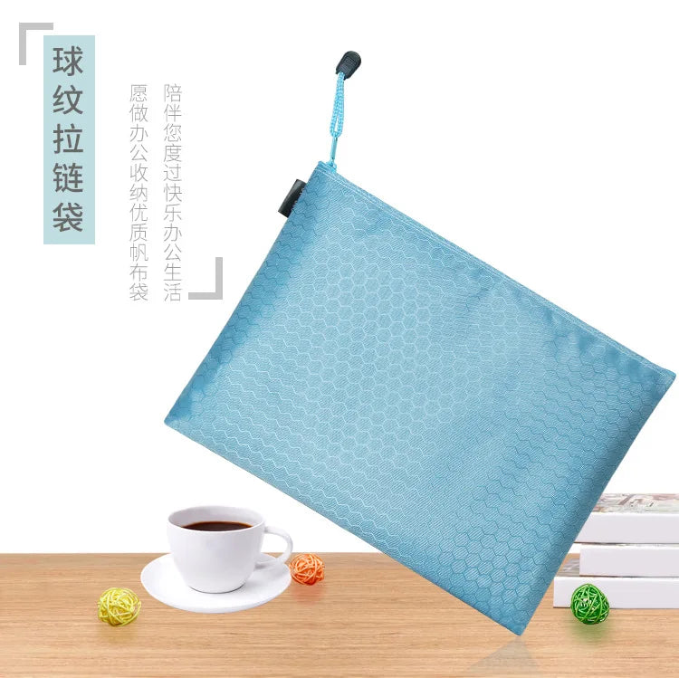 A4 Waterproof Canvas File Folders Football Pattern Thick File Bag Student Teacher Document Bag Business School Supplies