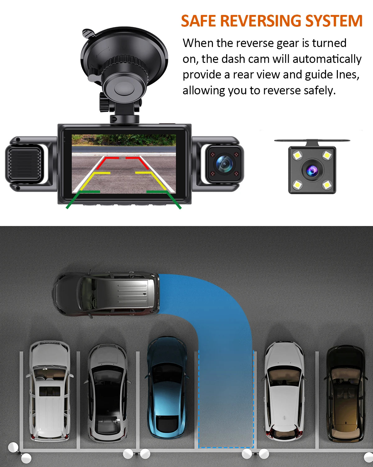 Car Dash Cam 4 Channel Black Box WiFi Driving Camera FHD 1080P Front Left Right Rear Night Vision Loop Recording Add Hardwire