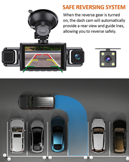 Car Dash Cam 4 Channel Black Box WiFi Driving Camera FHD 1080P Front Left Right Rear Night Vision Loop Recording Add Hardwire