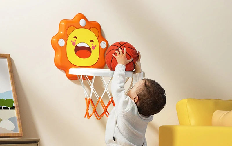Kids Basketball Hoop with Inflatable Ball Wall Mount Indoor Outdoor Sport Toy Suction Cup Stand Portable Game Fun Play Boys Gift