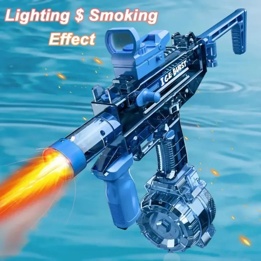 Simulated Flame Electric Water Gun Toys with Lighting & Smoking Effect Summer Outdoor Beach Pool Fight Game for Adults Children