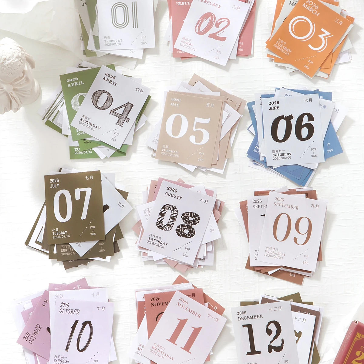 2026 Calendar Thin Waterproof Paper Desk Home Mark Memo Journal Note Keeper Daily Organizer Planner Stationery Advent Calendar