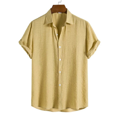 100% Cotton Linen Shirt Men Summer Short Sleeve Male T-shirts Breathable Tops Tee White Clothing Casual Fashion Shirts For Men