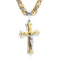 Diyalo Religious Jesus Cross Necklace Men Stainless Steel Crucifix Pendant with Byzantine Chain Necklaces Male Necklace Jewelry