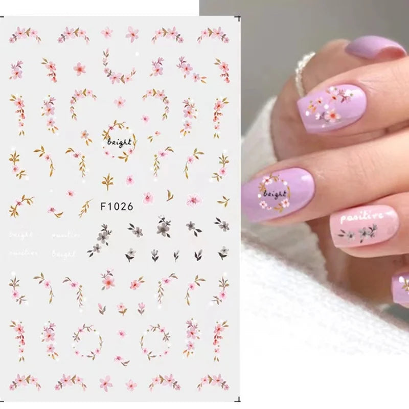 Black and White Love Flowers Line Art 3D Stickers Nail Decals Nail Art Accessories Butterfly Rose Nail Stickers Nail Sliders