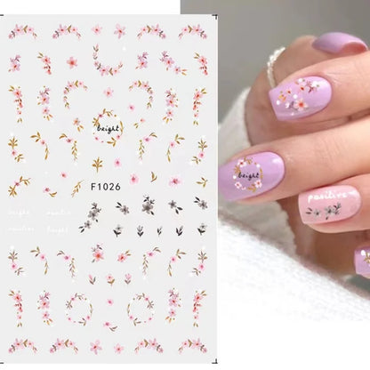 Black and White Love Flowers Line Art 3D Stickers Nail Decals Nail Art Accessories Butterfly Rose Nail Stickers Nail Sliders