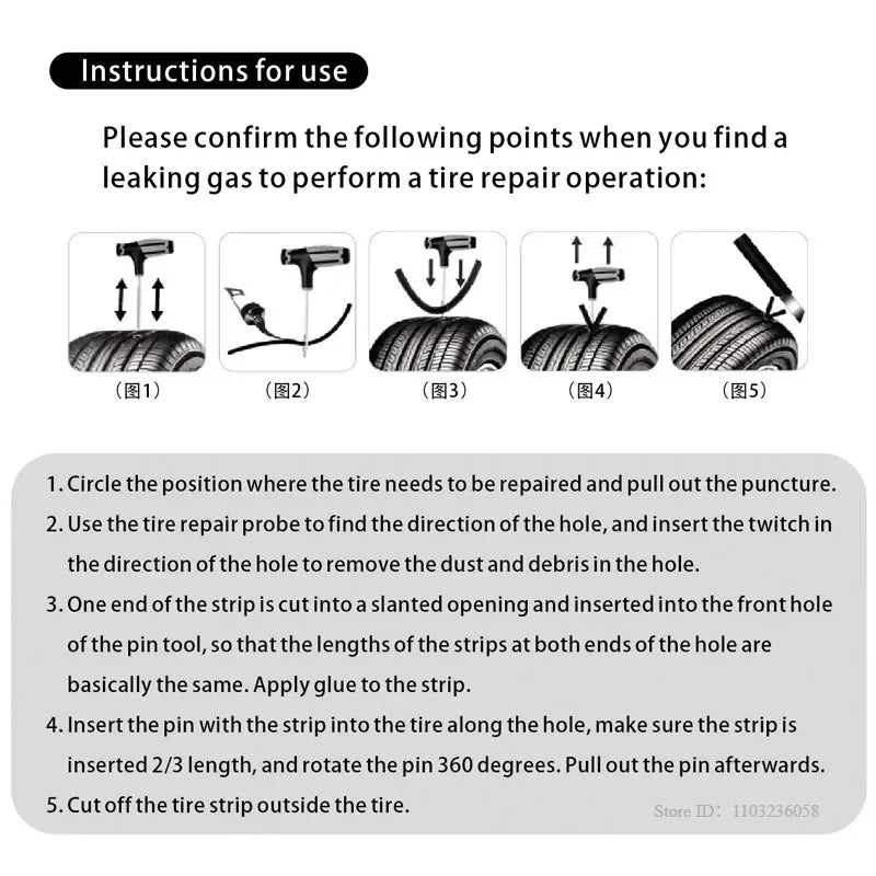 PWS Auto Tire Repair Kit Puncture Plug Tools Tyre Puncture Emergency for Universal Tire Strips Stiring Glue Repair Tool