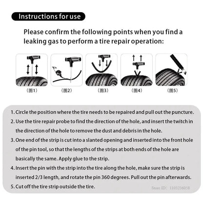 PWS Auto Tire Repair Kit Puncture Plug Tools Tyre Puncture Emergency for Universal Tire Strips Stiring Glue Repair Tool