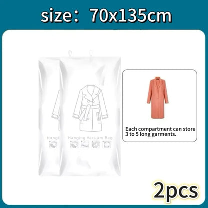 Hanging Vacuum Storage Bags Space Saver Bags Vacuum Seal Storage Bag for Suits Dress Coats Jackets Closet Organizer and Storage
