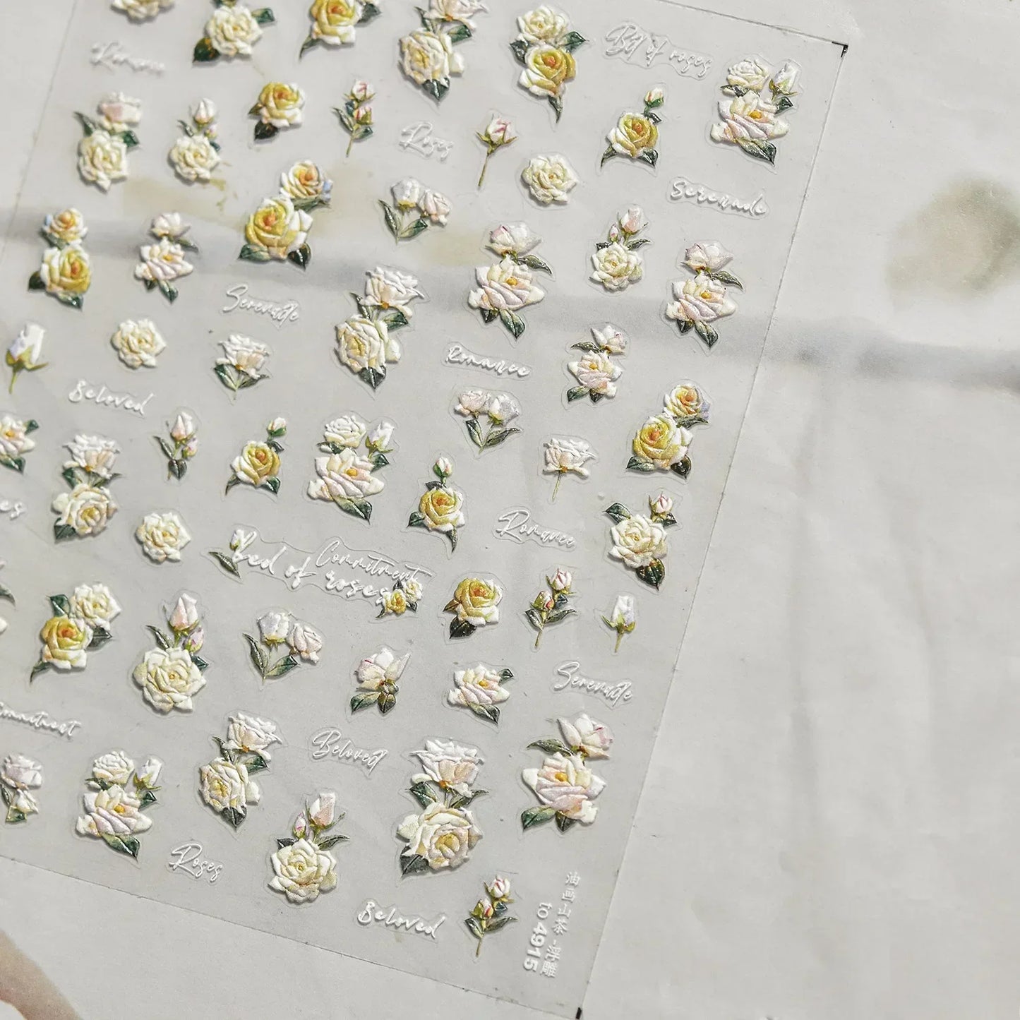 White Flower Petal Cherry Blossom Peach Blossom Falling Petal Floral Gradient 5D Self Adhesive Nail Art Sticker Manicure Decals