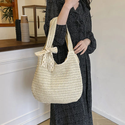 Fashion Rattan Women Shoulder Bags Woven Female Handbags Large Capacity Summer Beach Straw Bags Casual Tote Purses