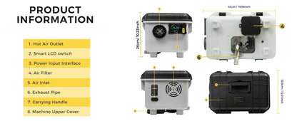 8KW Diesel Heater 12V/24V/110-240V Diesel Night Heater With Bluetooth App&Display&Remote Control For Tent Camping RV Car Heater
