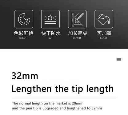4Pcs/Set 30mm Deep Hole Long Nib Head Markers For Metal Perforating Pen Waterproof Bathroom Woodworking Decoration Multi-Purpose