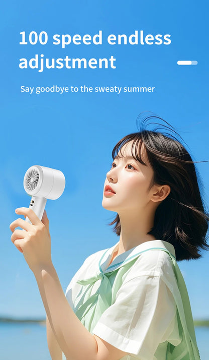 100 Speed High-speed Handheld Fan Usb Rechargeable Mini Portable Charging Turbo Fan Desktop Small Fan Outdoors Travel