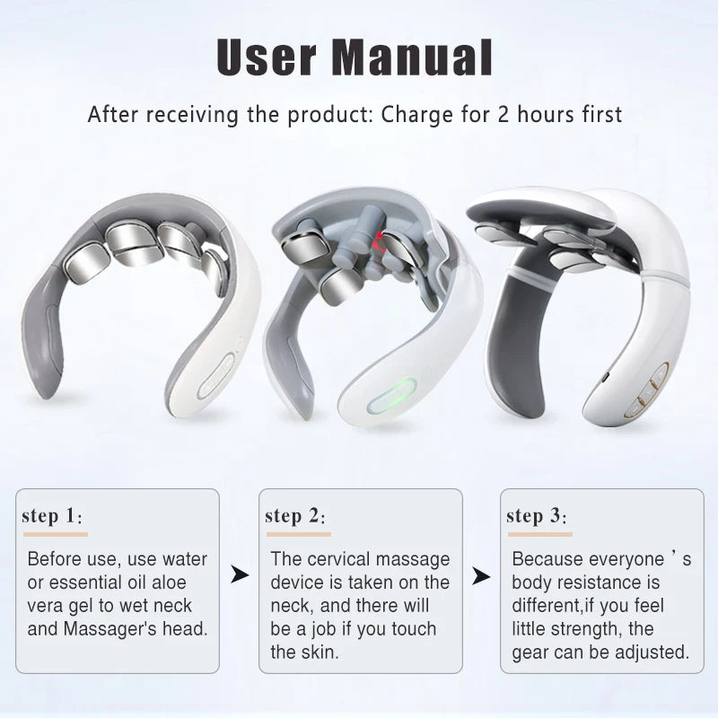Vibration Neck Masssger Rechargeable Low Frequency Pulse Cervical Massager Smart Electric Neck Massager Red Light Massage